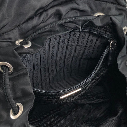 PRADA Tessuto Triangle Logo Double Pocket Backpack Black Vintage mehbr8