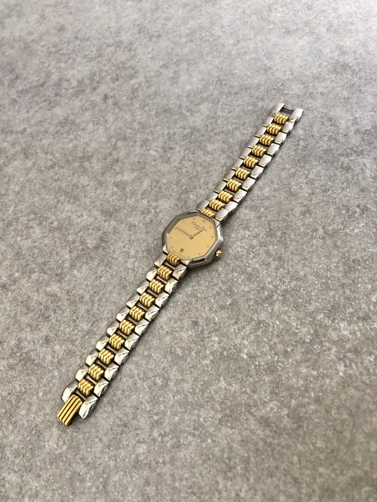 Christian Dior Octagon Watch Gold Vintage dyf2ss