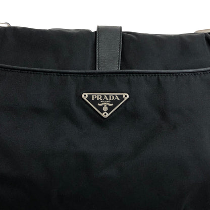 PRADA Triangle Logo Front Buckle Shoulder bag Black Vintage dwjuwu