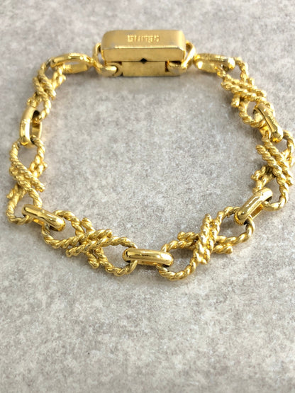 CELINE Logo Bracelet Gold Vintage z48fez