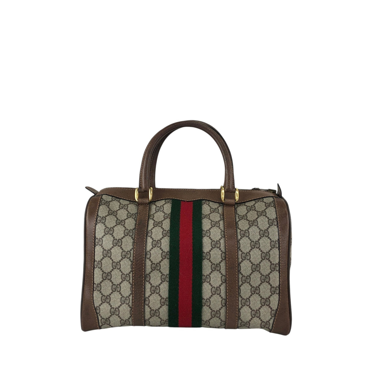 GUCCI Sherry Line Small Boston bag Handbag Brown Vintage wub827