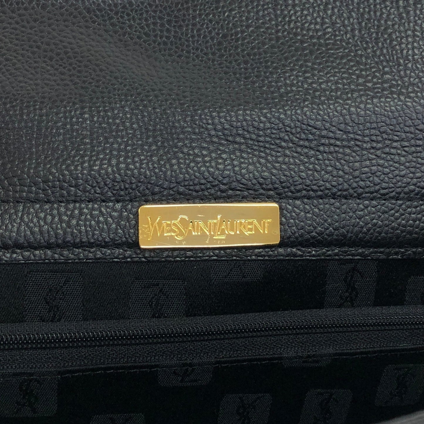 Yves Saint Laurent YSL Logo Top Handle Handbag Black Vintage heismg