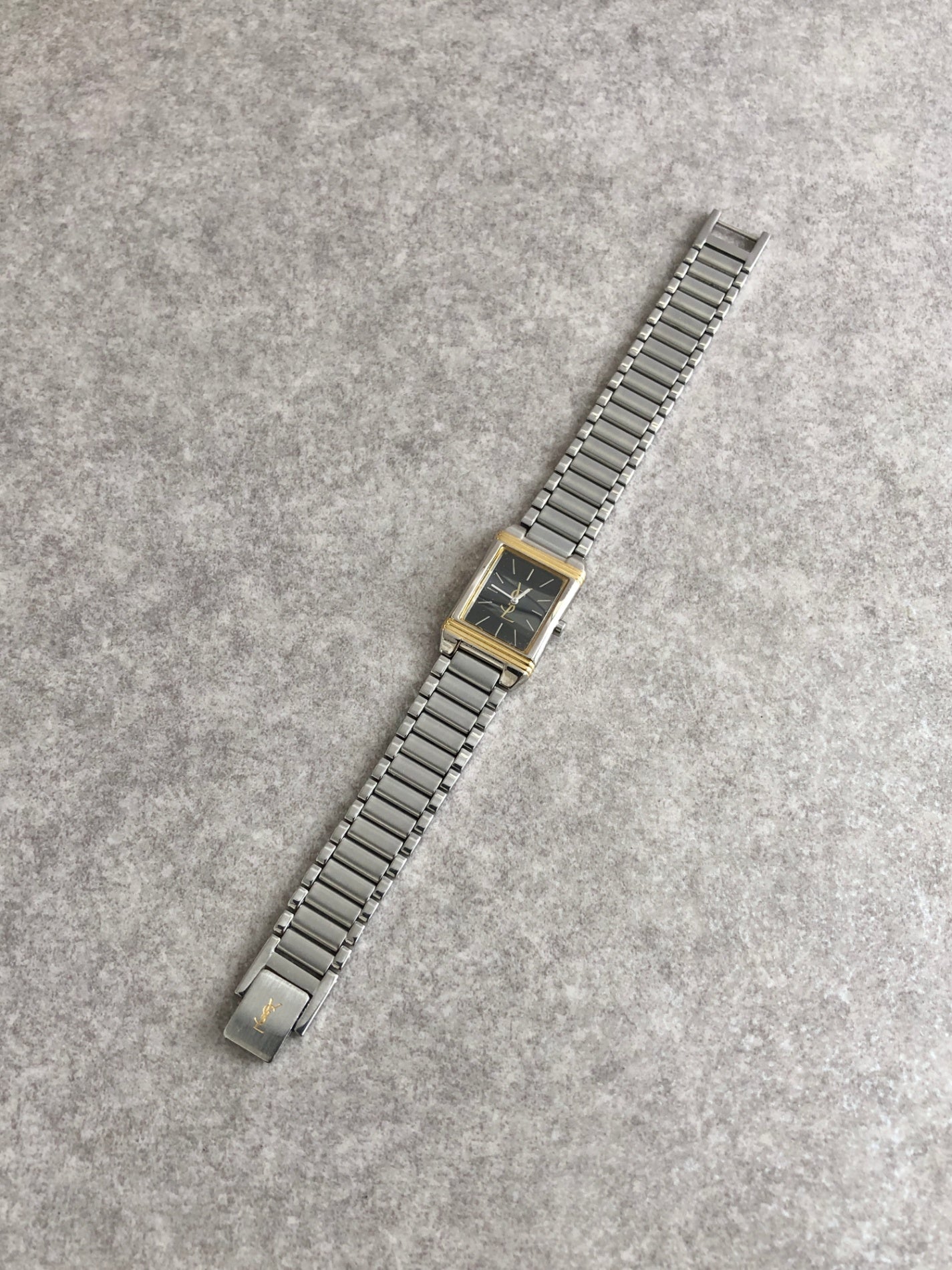 Yves Saint Laurent YSL Logo Quartz Watch Silver 5421-Ｈ04732Y Vintage x746s6