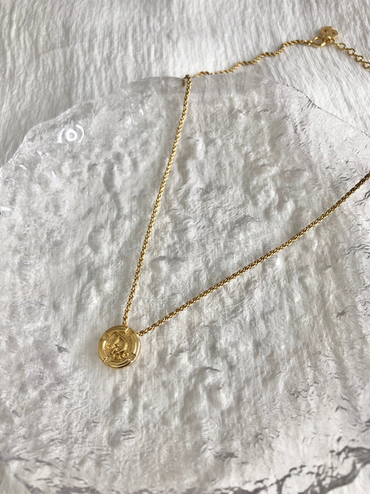 Christian Dior Logo Motif Necklace Gold Vintage eg2c2f