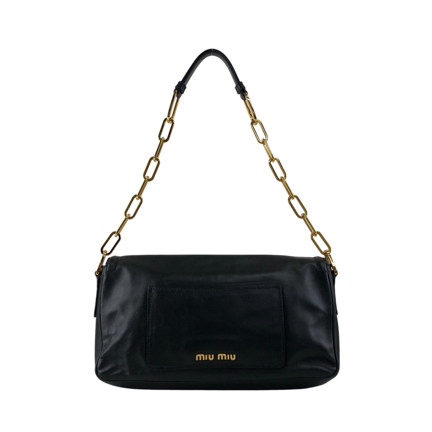 miumiu Turn Lock Chain Shoulder bag Black Vintage prsynv