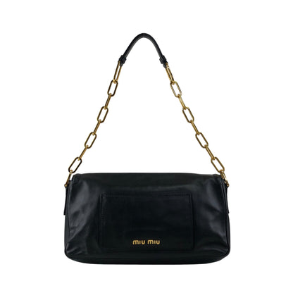 miumiu Turn Lock Chain Shoulder bag Black Vintage prsynv
