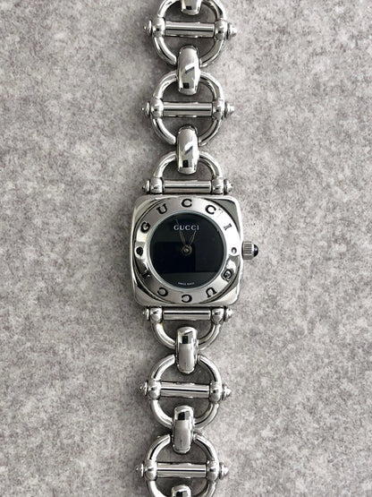 GUCCI Circle Logo Watch Silver 6400L Vintage yvzbem