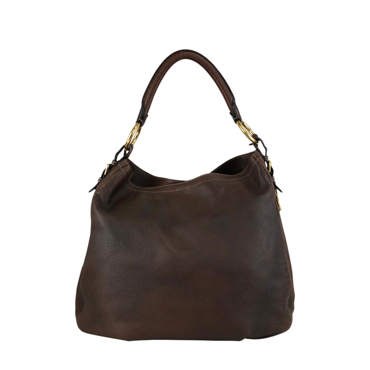 PRADA Triangle Logo Shoulder bag Hobobag Brown Vintage ajvtv2