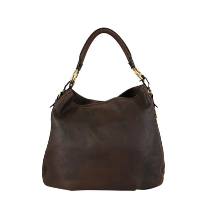 PRADA Triangle Logo Shoulder bag Hobobag Brown Vintage ajvtv2