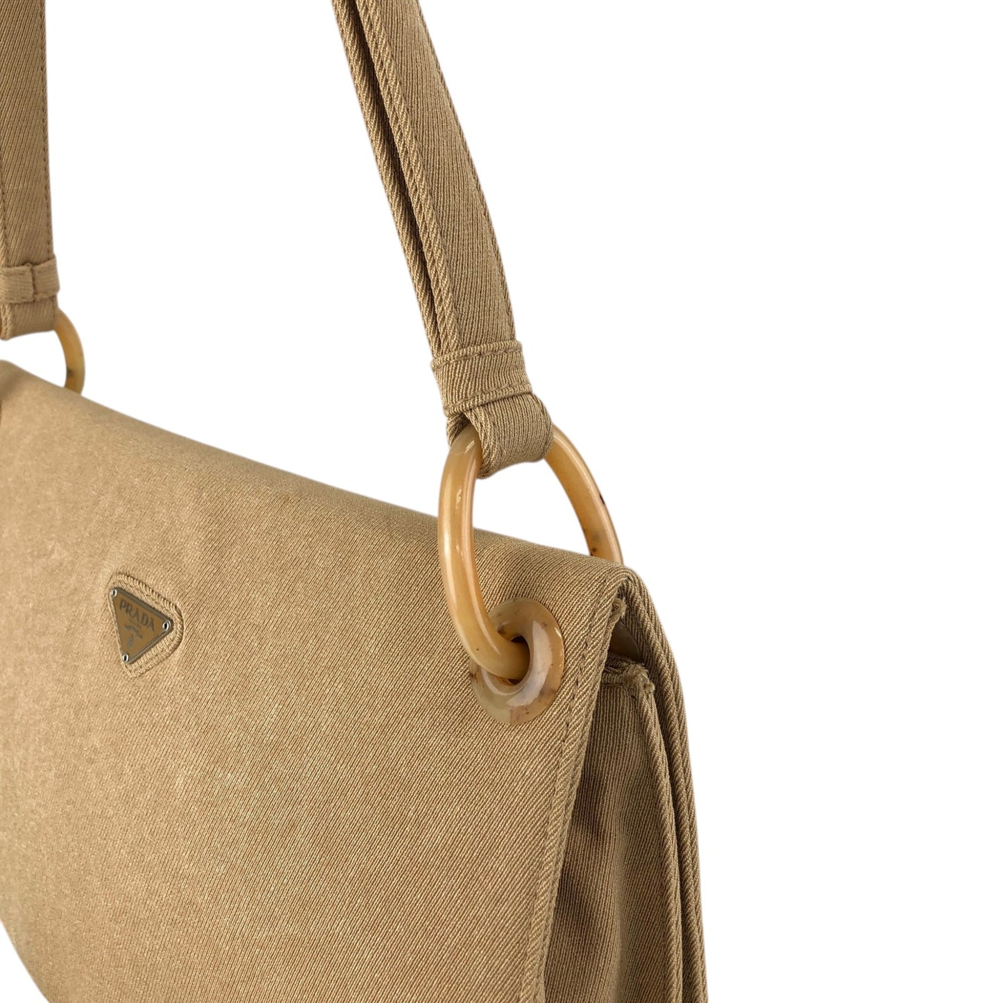 PRADA Triangle Logo Shoulder bag Beige Vintage jhervy