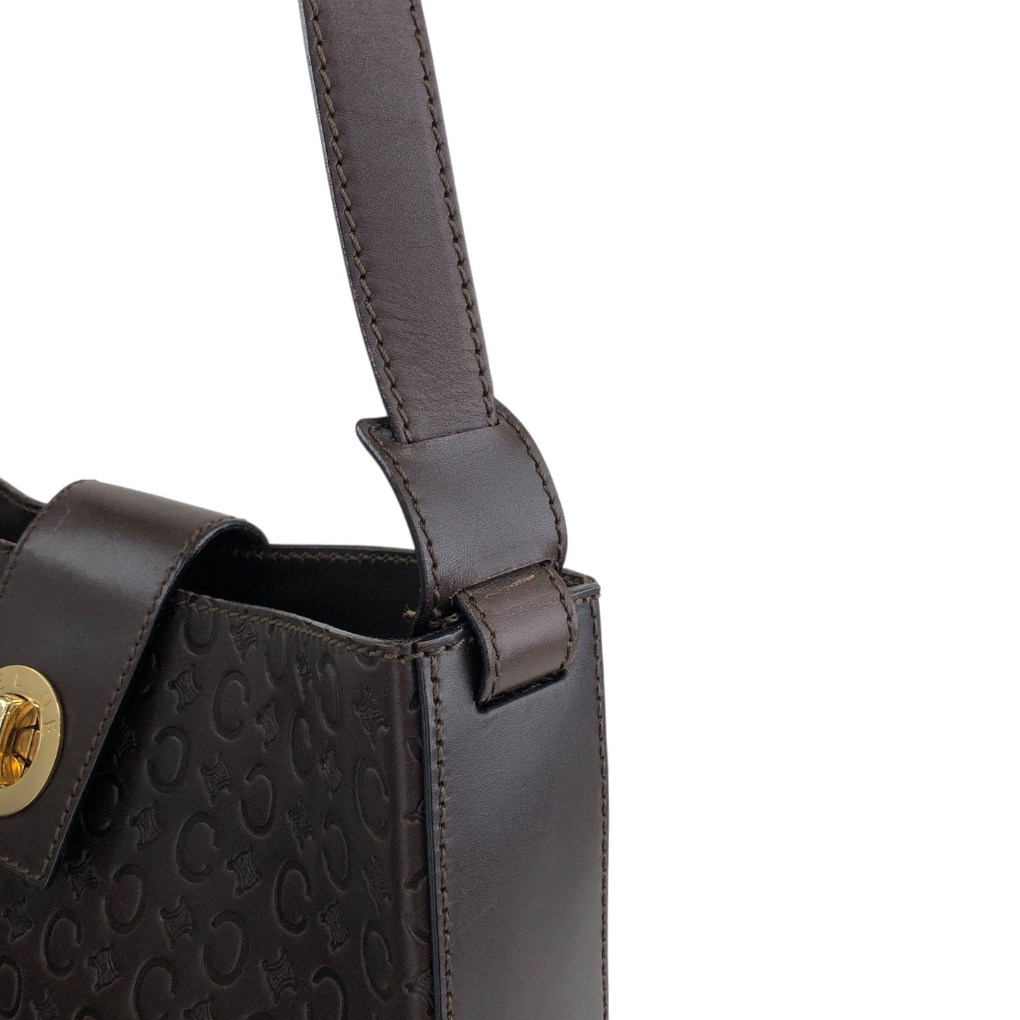 CELINE Blason Turn Lock Shoulder bag Brown Vintage txixub