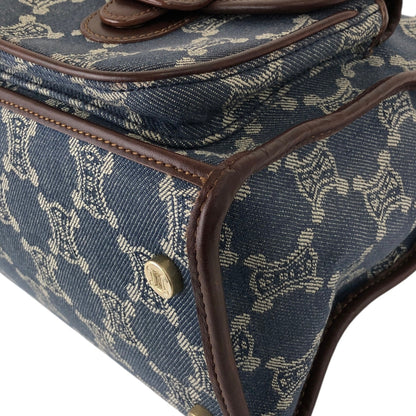 CELINE Paris Macadam Double Pocket Handbag Navy Vintage sh5hjs