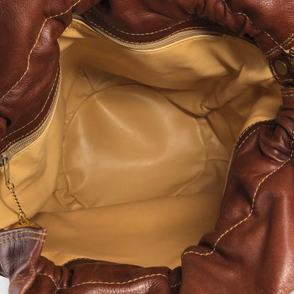 CELINE Blason 皮革抽繩單肩包 棕色 復古 2hgzv7 