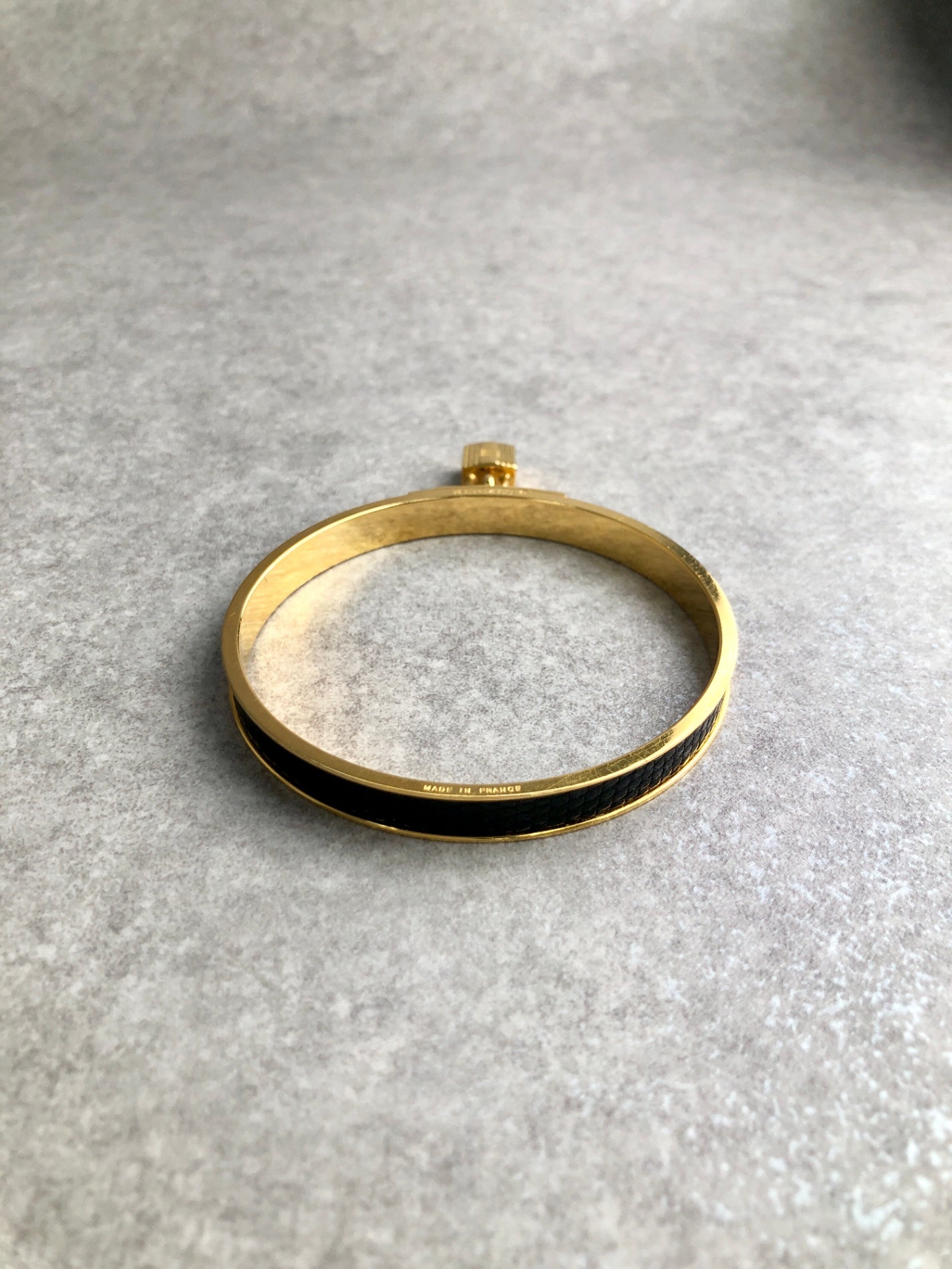 HERMES Bangle Black×Gold Vintage 2ixrvk