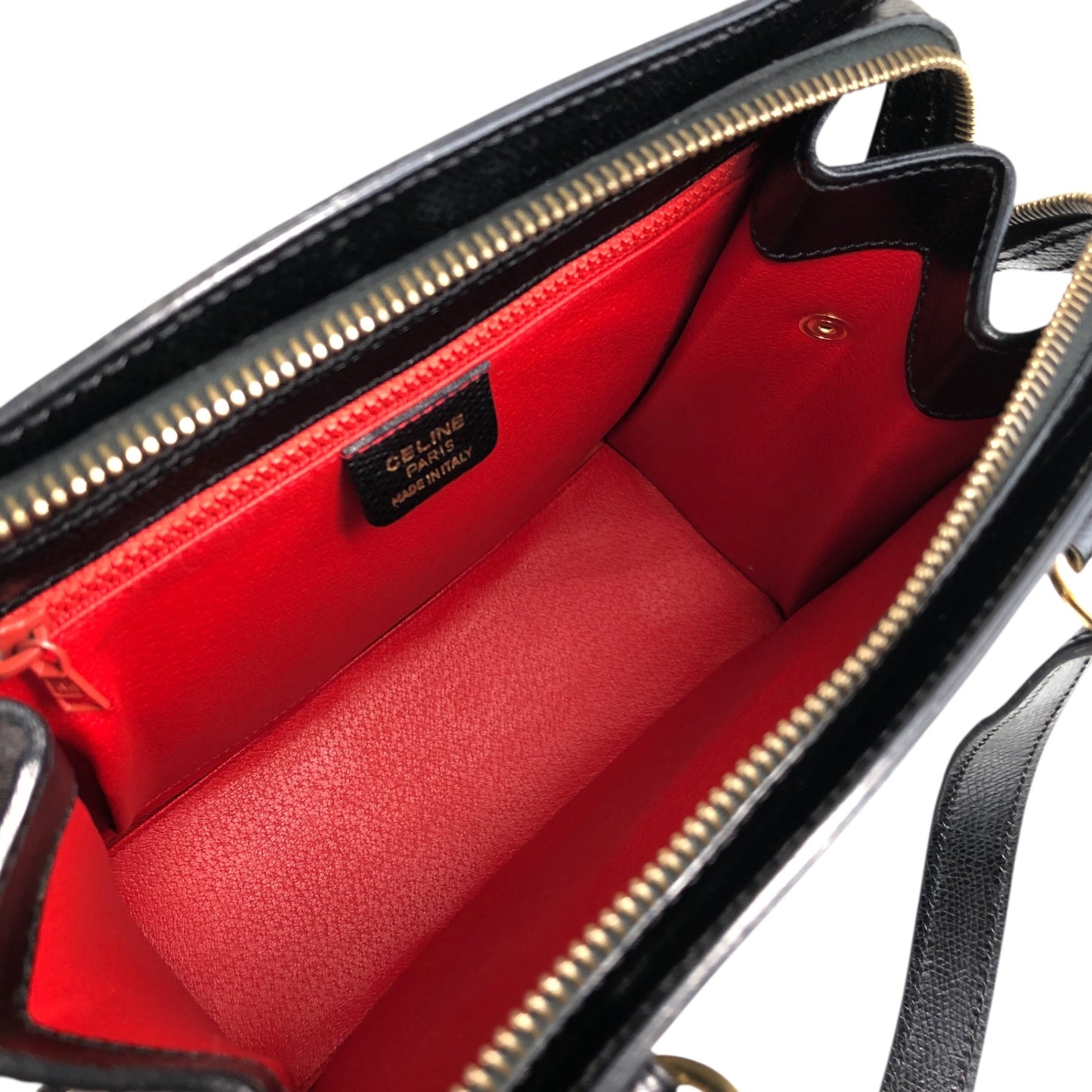 CELINE Turn Lock Handbag Black Vintage 6caidw