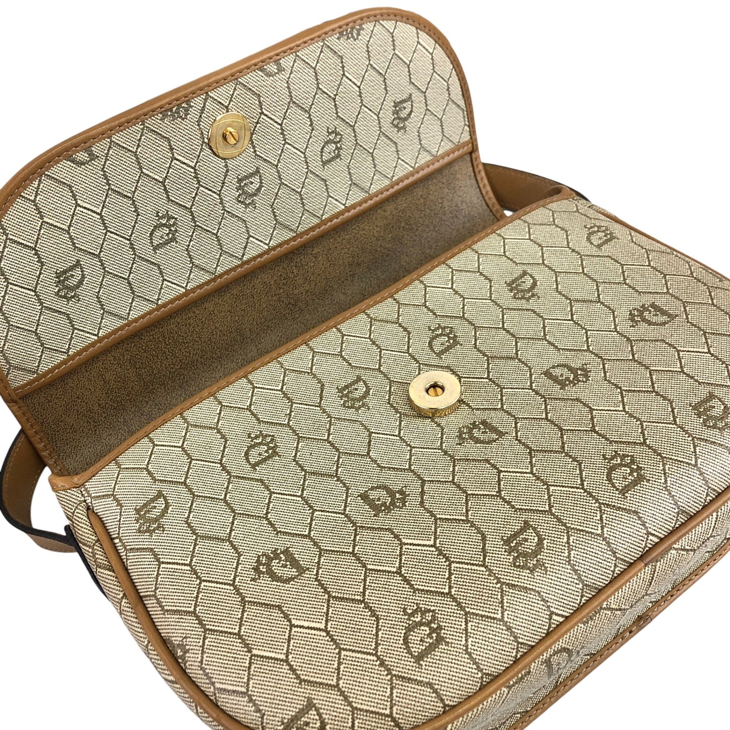 Christian Dior Honeycomb Pattern Shoulder bag Beige Vintage 7cr6d8