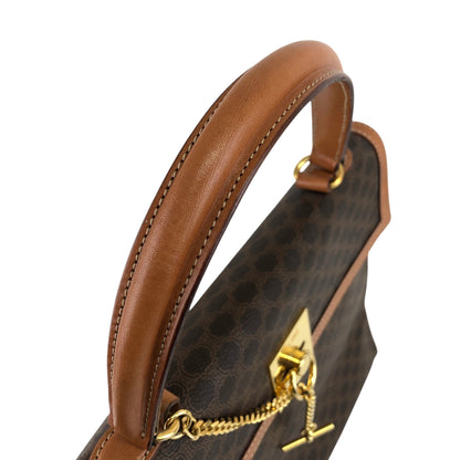 CELINE Macadam Gancini Top Handle Handbag Brown Vintage af3ben
