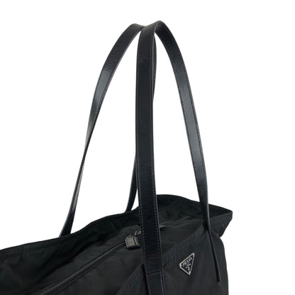 PRADA Tessuto Triangle Logo Totebag Black Vintage weepxg
