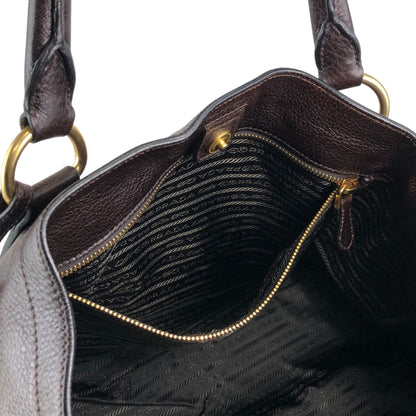 PRADA Logo Two-way Handbag Shoulder bag Brown Vintage ujn2cg