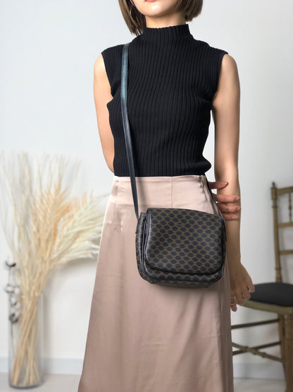 CELINE Macadam Shoulder bag Black Vintage ng286j