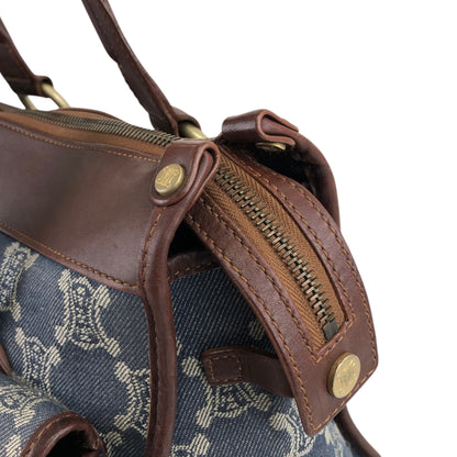 CELINE Paris Macadam Double Pocket Handbag Navy Vintage sh5hjs