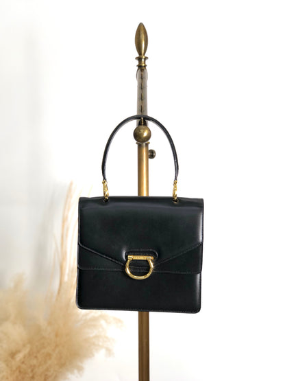 CELINE Gancini Handbag Black Vintage hkm3p8