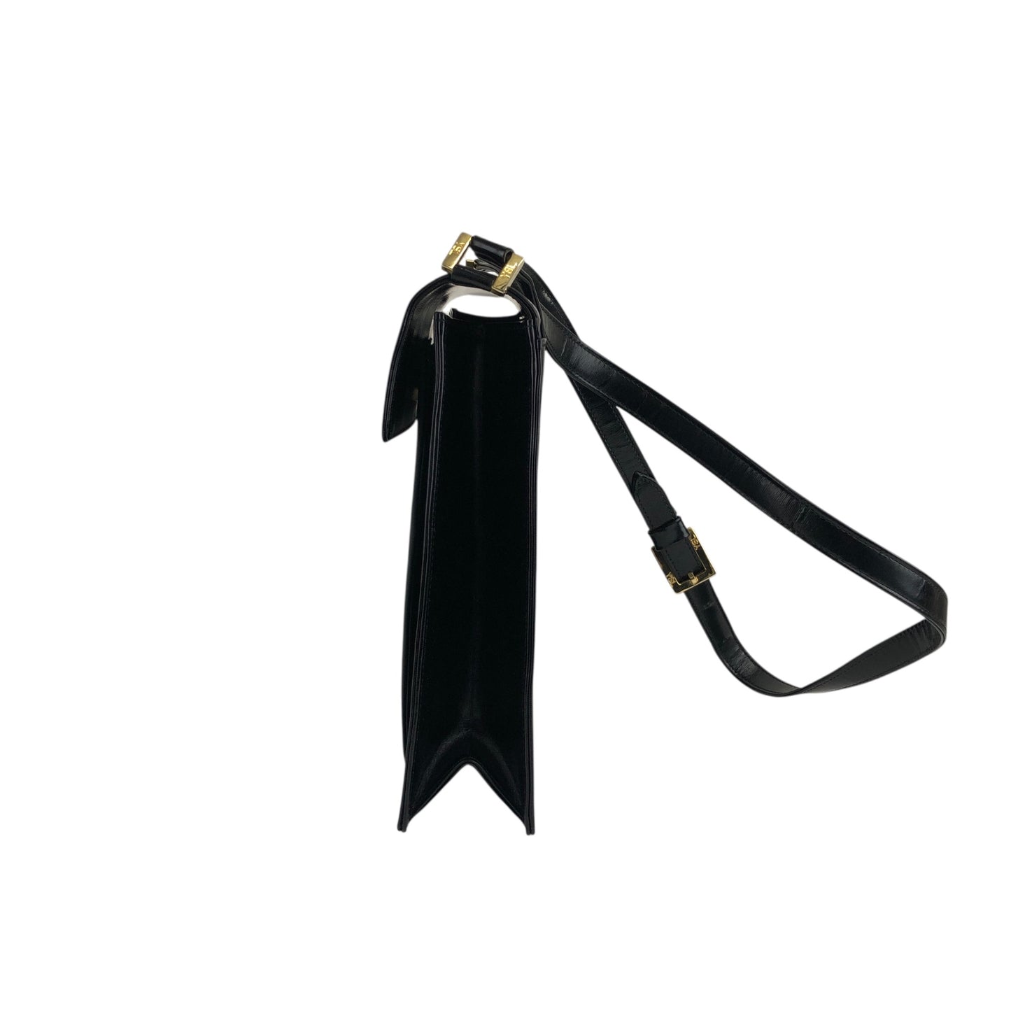 Yves Saint Laurent Logo Shoulder bag Black Vintage stwefg