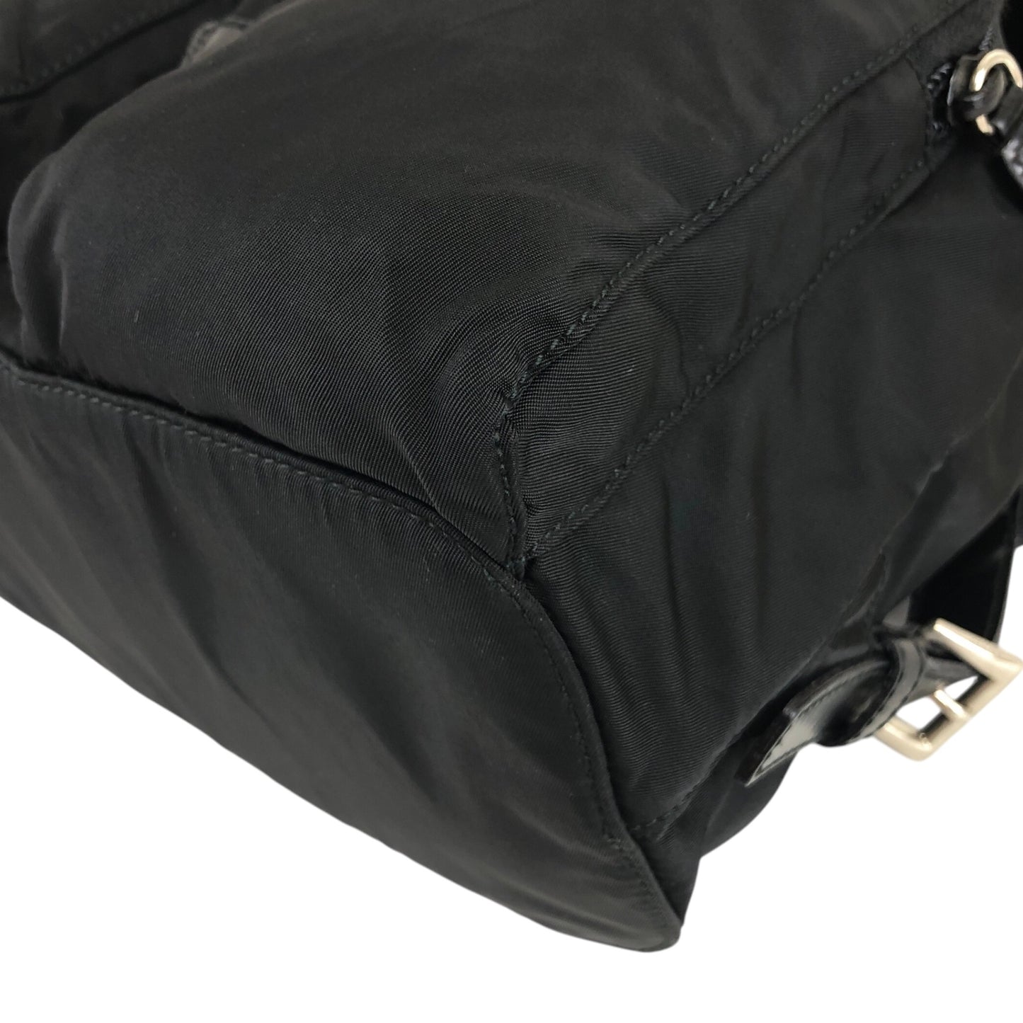 PRADA Triangle Logo Double Pocket Backpack Black Vintage u4u7vk