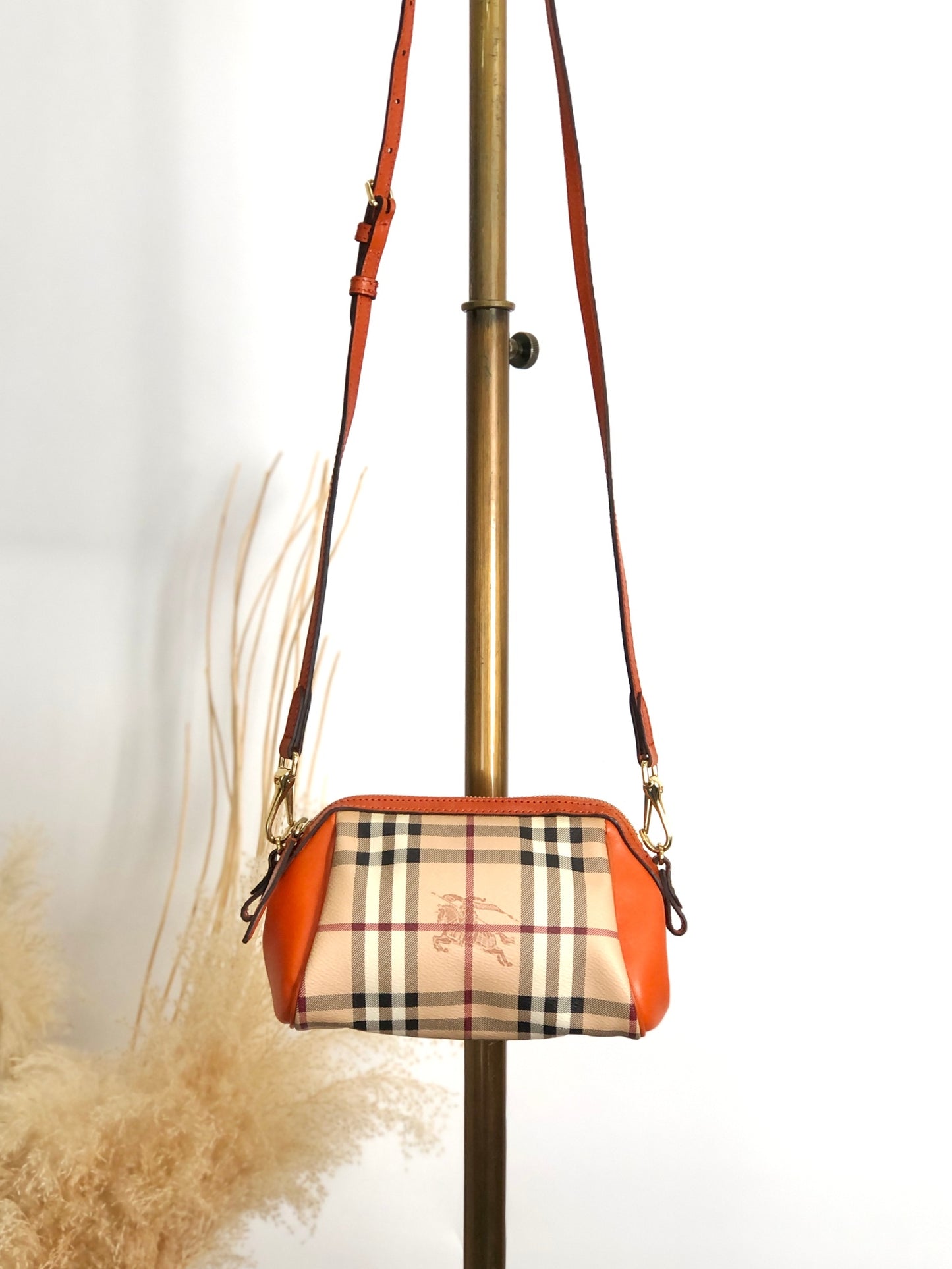 BURBERRY Nova Check Shoulder bag Beige×Orange Vintage 2e2732