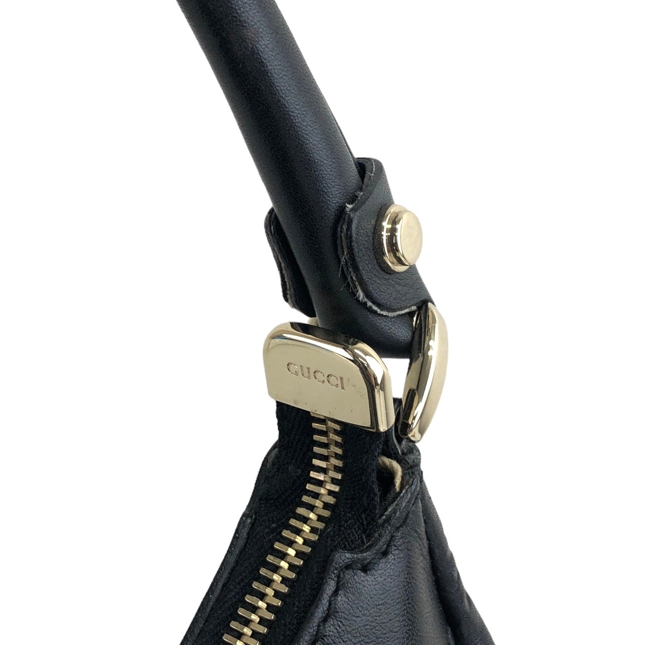 GUCCI Abbey Horse Bit Leather Shoulder bag Hobobag Black