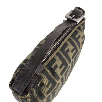 FENDI Zucca Jacquard Leather Handbag Vanity bag Brown Vintage si6gvh