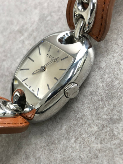 GUCCI Watch Silver×Brown YA121309 Vintage berjjr