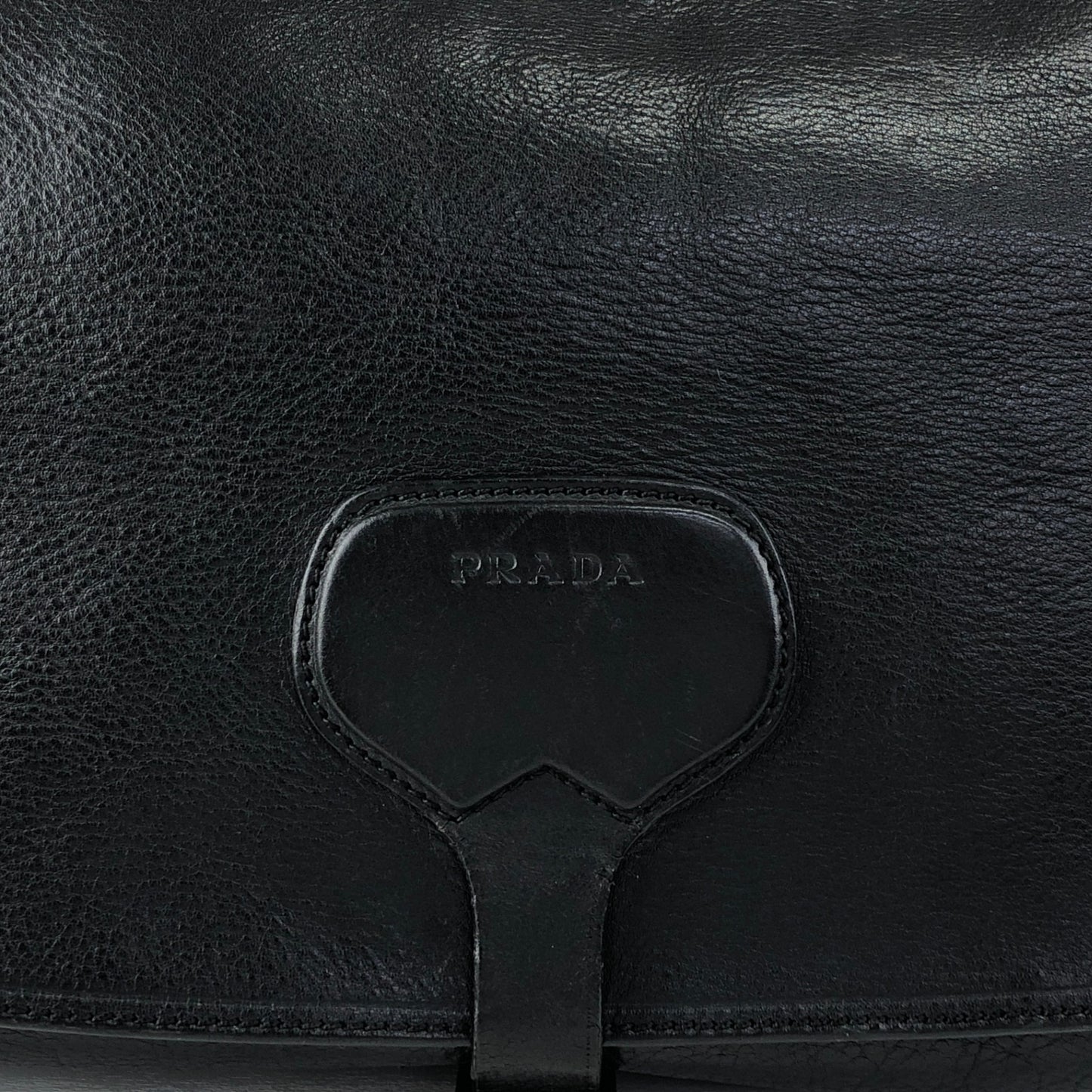 PRADA Logo Front Buckle Shoulder bag Hobobag Black Vintage m5w8bc