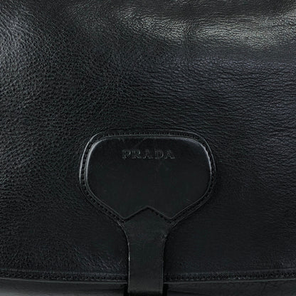 PRADA Logo Front Buckle Shoulder bag Hobobag Black Vintage m5w8bc