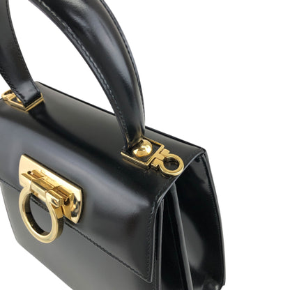 Salvatore Ferragamo Gancini Two-way Handbag Shoulder bag Black Vintage vbbuay