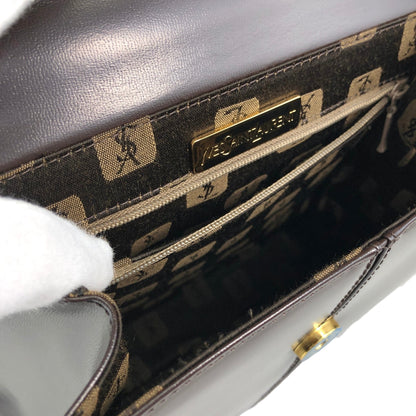 Yves Saint Laurent YSL Logo Shoulder bag Brown Vintage yeh3vd