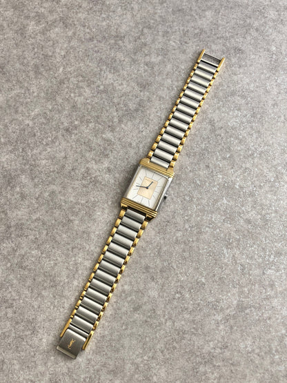 Yves Saint Laurent Quartz Watch Silver×Gold 5421-H08789Y Vintage xvmrug