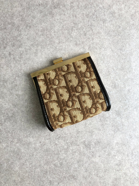 Christian Dior Trotter Metal Clasp Coin Purse Brown Vintage mtshiw