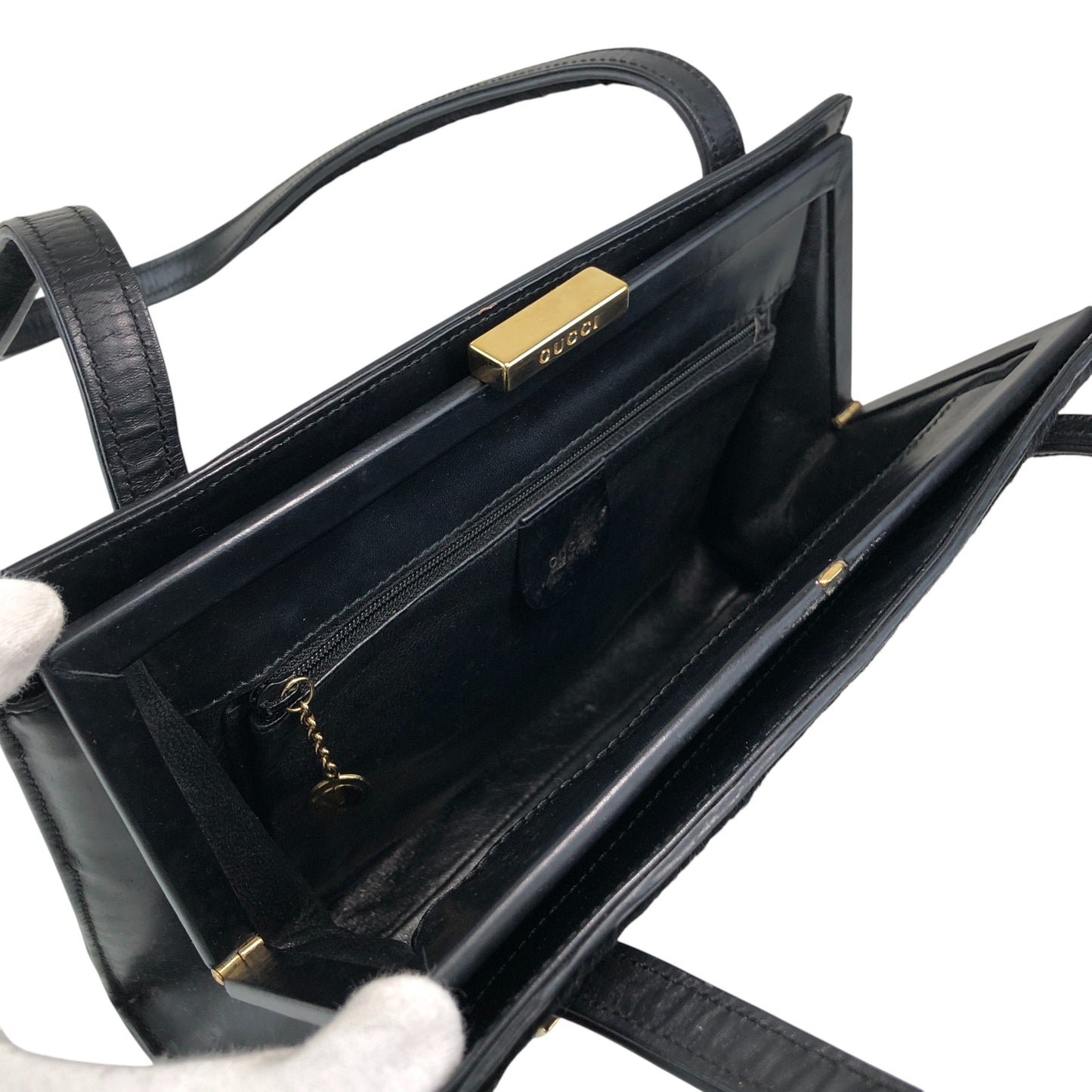 GUCCI Metal Clasp Totebag Black Vintage mzwmr5