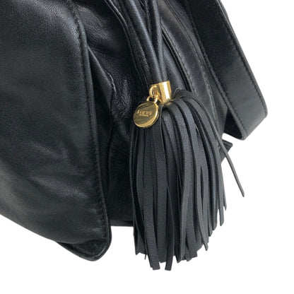 LOEWE Anagram Logo Tassel Drawstring Shoulder bag Black Vintage t47mw4