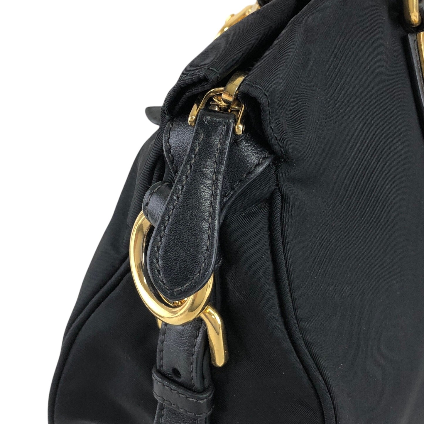PRADA Logo Two-way Handbag Shoulder bag Black Vintage 7axa82