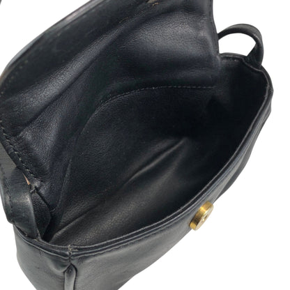 Christian Dior CD Logo Embossed Small Shoulder bag Black Vintage ee2nsk