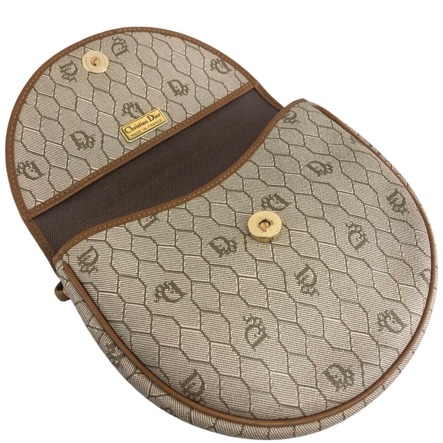 Christian Dior Honeycomb Pattern Shoulder bag Beige Vintage 6kz754