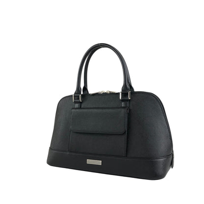 BURBERRY Logo Front Pocket Handbag Black Vintage rvwki4