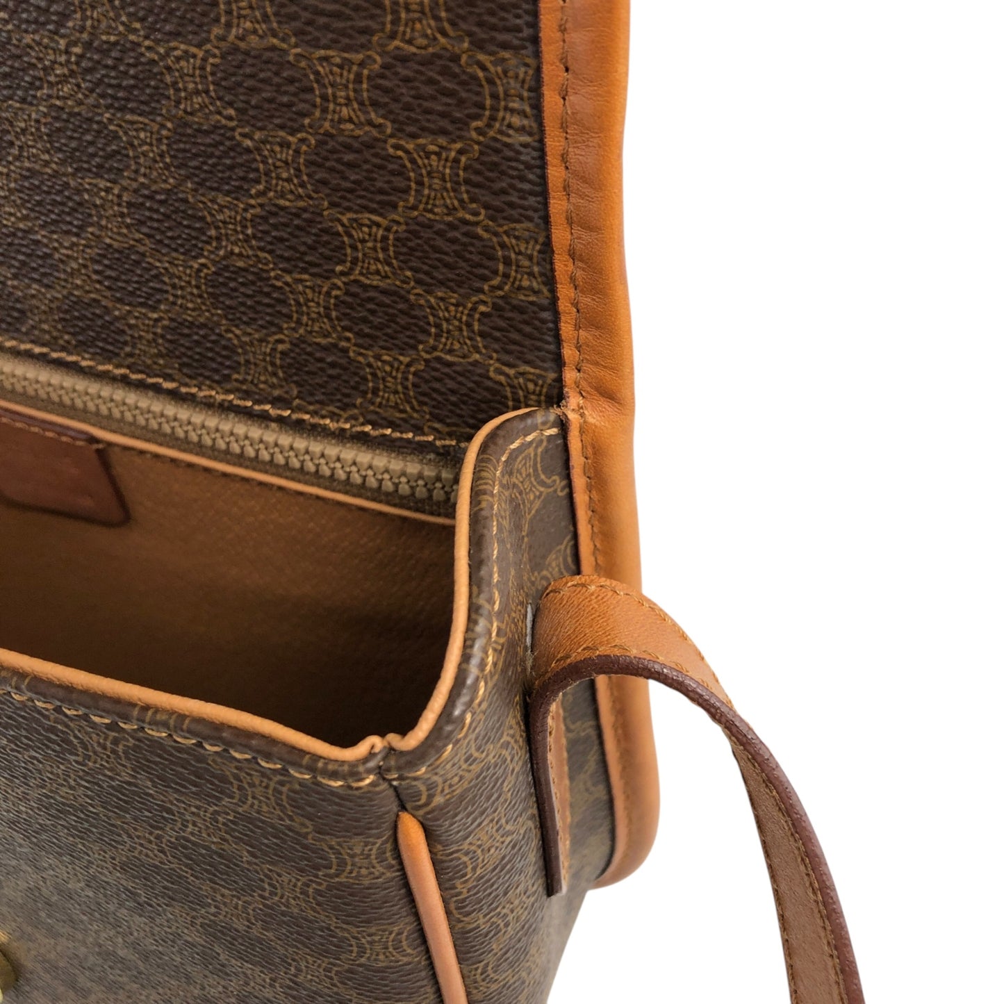 CELINE Macadam Front Buckle Shoulder bag Brown Vintage cabjde