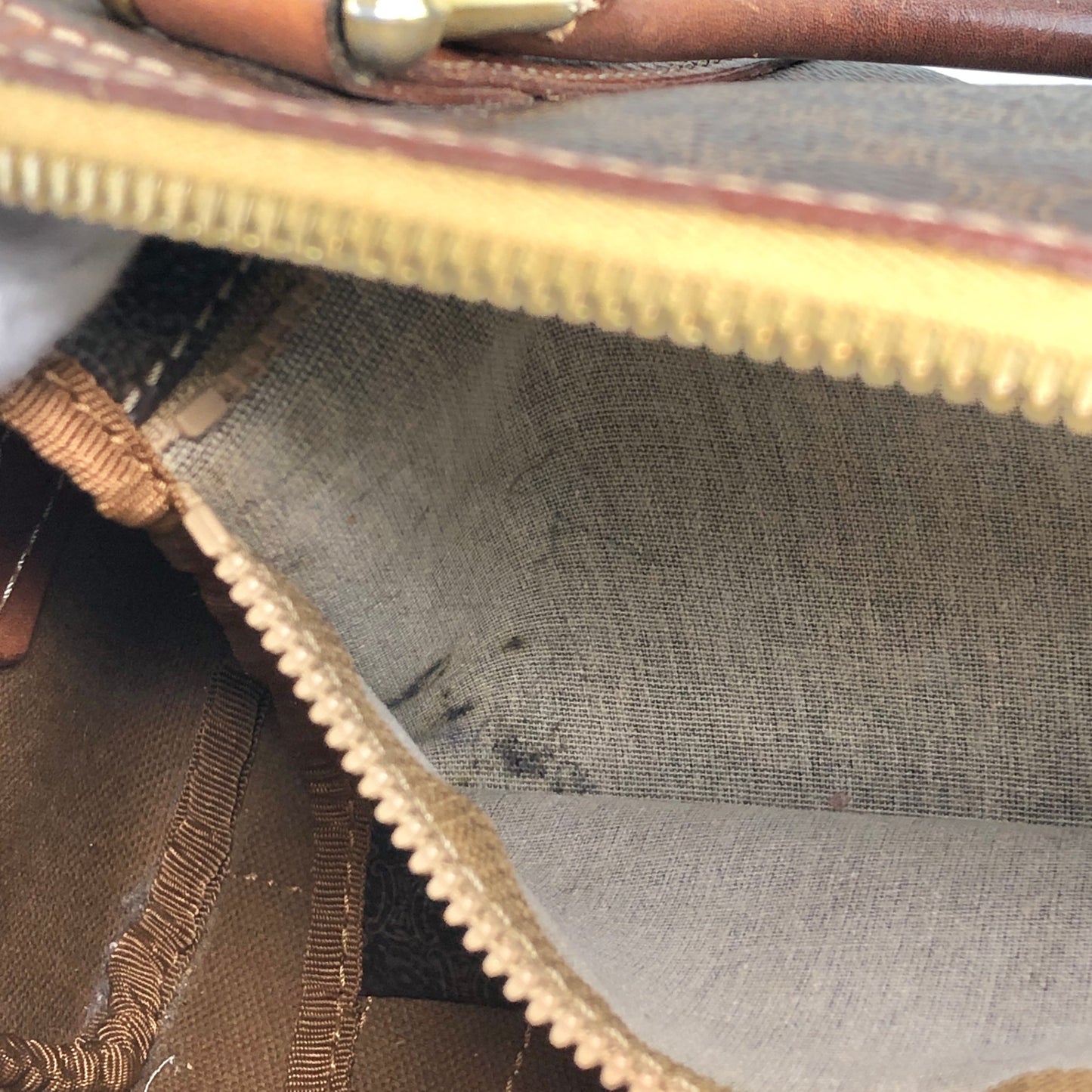 CELINE Macadam Blason Small Boston bag Handbag Brown Vintage ezay86