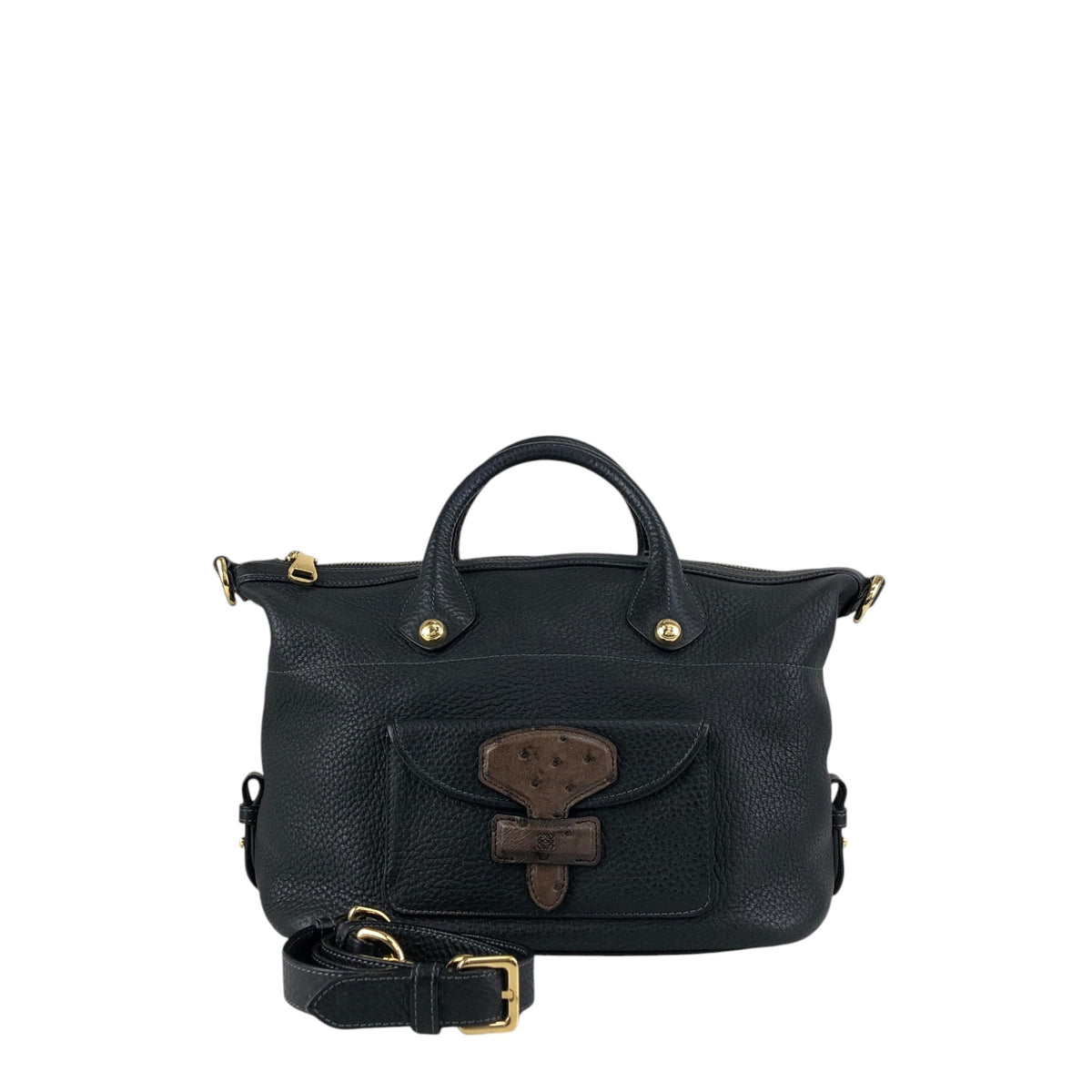 LOEWE Anagram Two-way Handbag Shoulder bag Black Vintage 2n8mxe