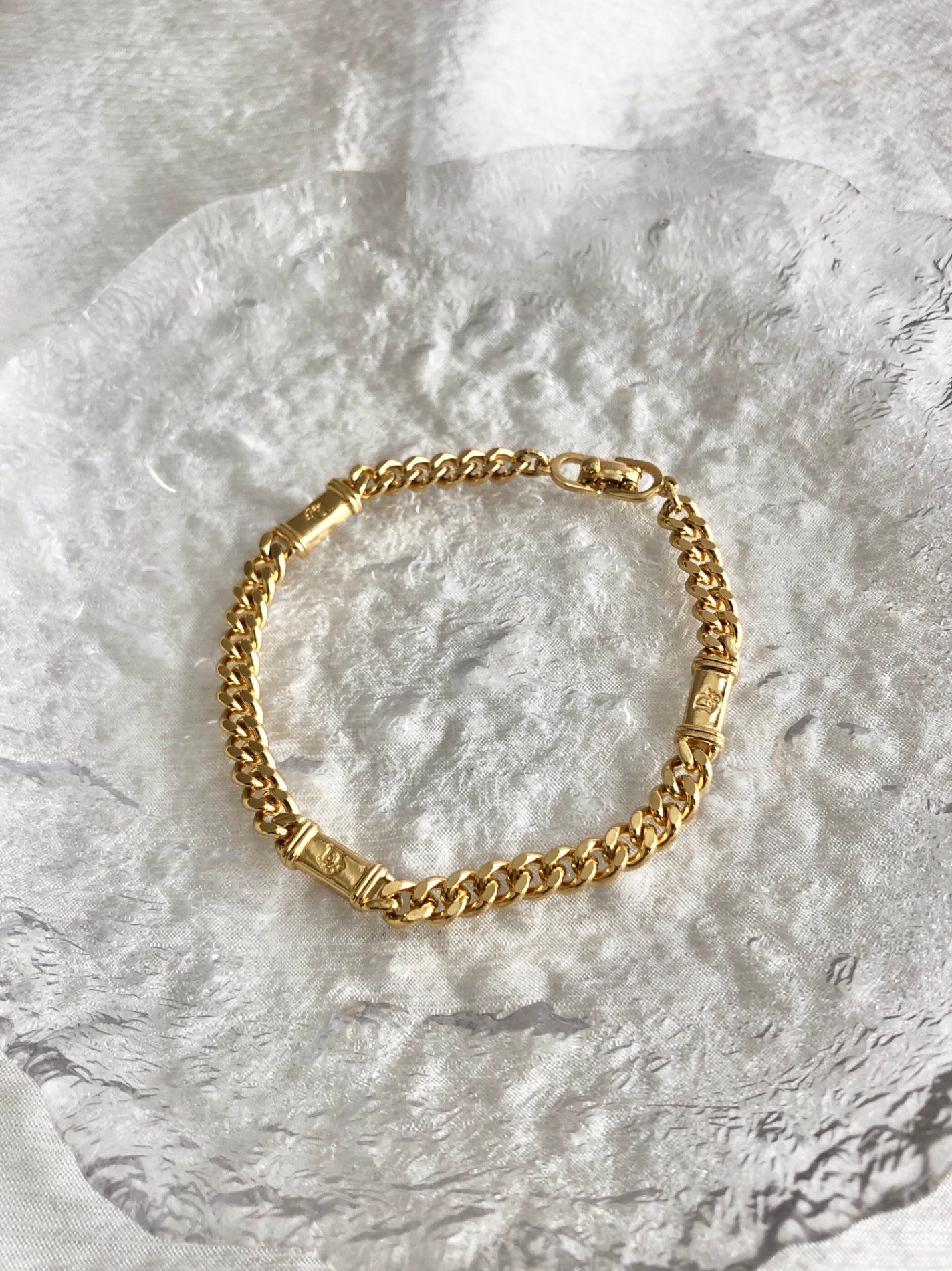 Christian Dior Logo Motif  Bracelet Gold Vintage 77a68y