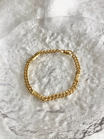Christian Dior Logo Motif  Bracelet Gold Vintage 77a68y