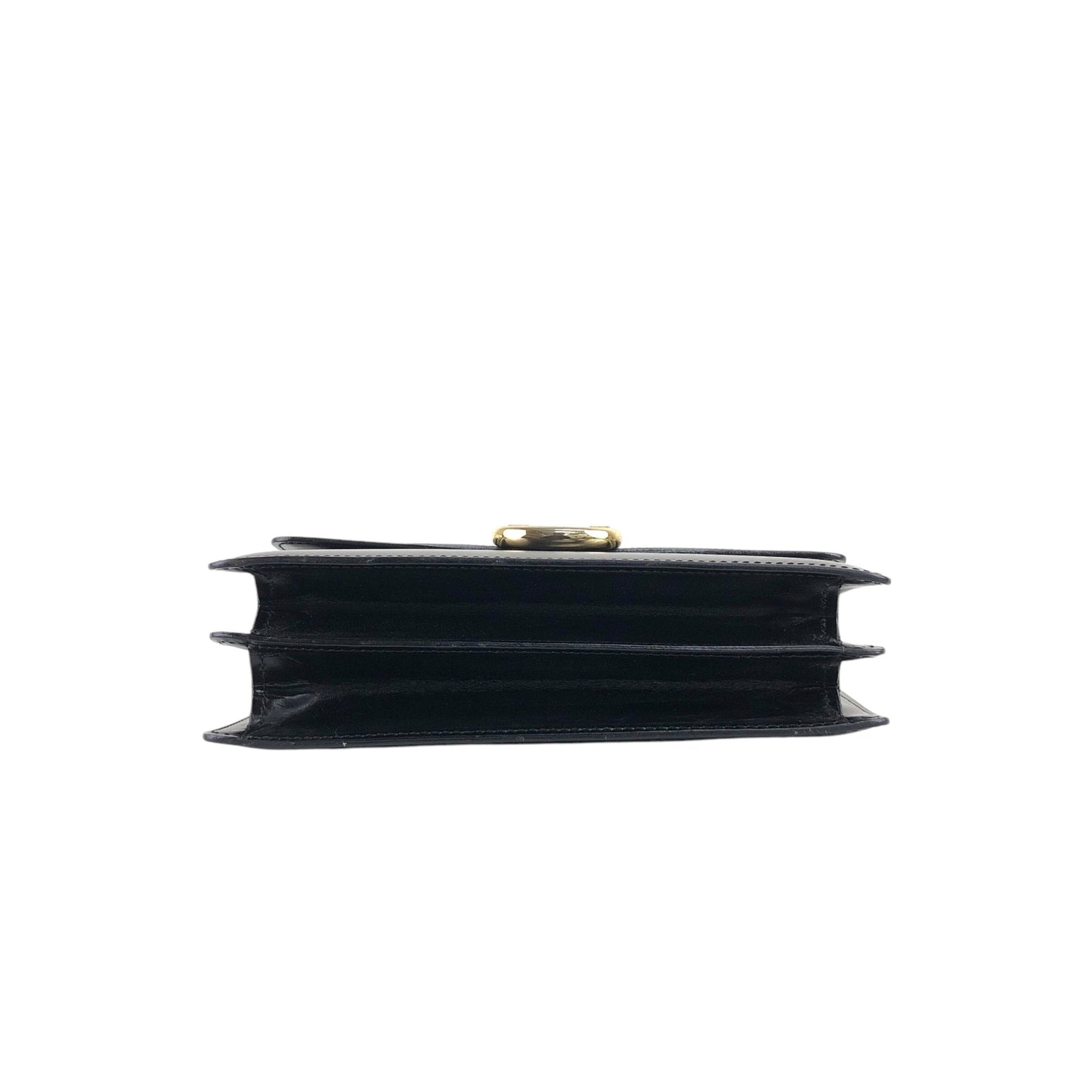 CELINE Horse Bit Double Flap Handbag Black Vintage eysscs